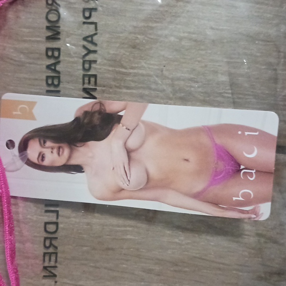 NWT Baci Pink & Golden Heart Lace Open Crotch Panty - Picture 1 of 5